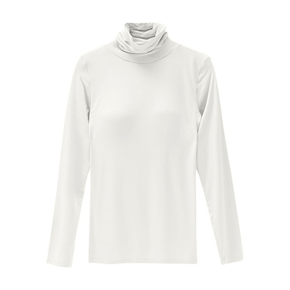 Elegant White Turtleneck With Built In Bra Top